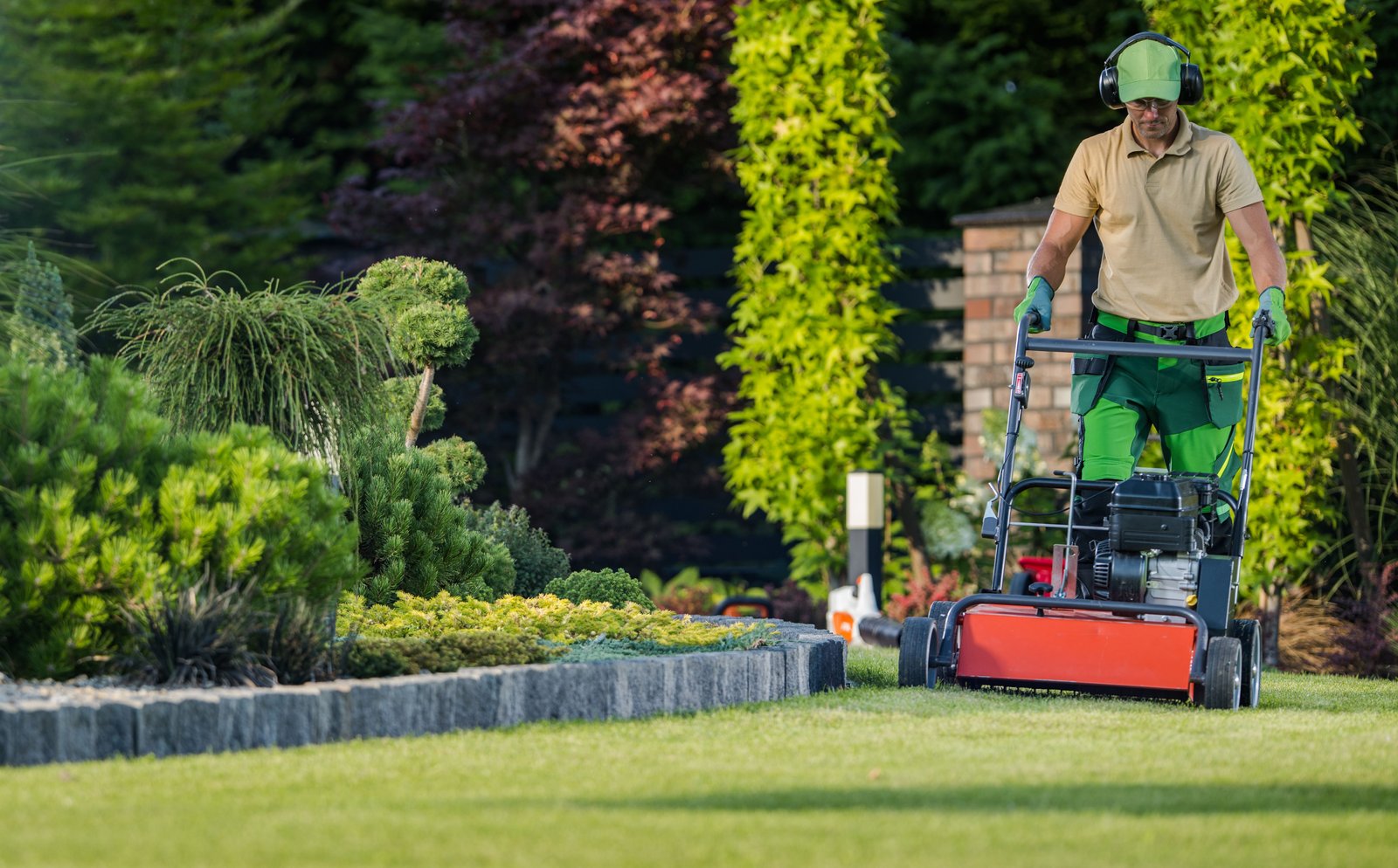 Lawn Maintenance Professional at Work